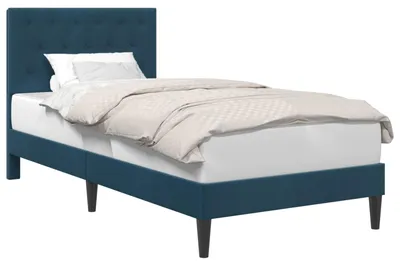 Obrázek produktu pro vidaXL Rám postele s čelem Modrá 100 x 200 cm Samet
