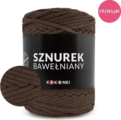 Produktbild von Makramee-Schnur aus Baumwolle PREMIUM by KOKONKI 5 mm/ Ralle 100 m Braun – Perfekt Kordel für Makramee & kreative Projekte