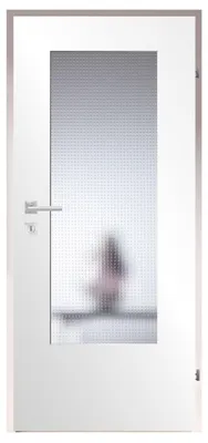 Produktbild von FLEXO Weiß 80 x 200 cm Türen mit Lichtausschnitt, ESG 4 mm Mastercarree, Sicherheitsglas, Innenraumbeleuchtung, Badezimmertür, Schlafzimmertür, Glastür