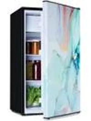 Produktbild von Klarstein CoolArt Kühl-Gefrier-Kombination - Kühlschrank mit 2 Kühl-Ebenen, Design-Front, Thermostat mit 5 Stufen, 0 bis 10 °C, Fassungsvermögen: 79 Liter, Motiv: Pastell