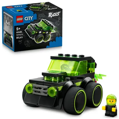 Productafbeelding van LEGO City Coole Racewagen – Speelgoed raceauto voor gaming - Mini set met een minifiguur van een junior racer - Cadeautje voor feestzakjes - Klein verzamelbaar cadeautje voor jongens vanaf 5 jaar - 60484