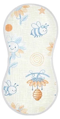 Image de Serviettes en coton pour bébé, motifs tournesol et abeille