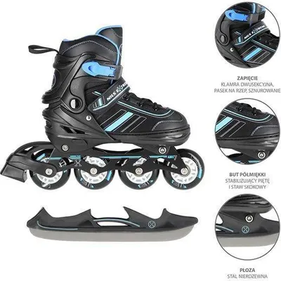 Produktbild von Nh18191 2In1 Schwarz-Blau Gr. S(29-33) Rollschuhe Mit Hockey-Hülle Nils Extreme