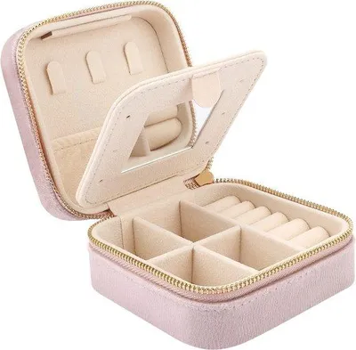 Obrázek produktu pro Malá růžová krabička na šperky se zrcátkem