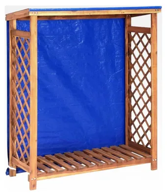 Produktbild von Kaminholzregal aus massivem Akazienholz 105x38x115cm