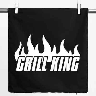Produktbild von Huuraa Kissenbezug Grill King Flammen 40x40cm Black Baumwolle Dekokissenbezug Geschenkidee