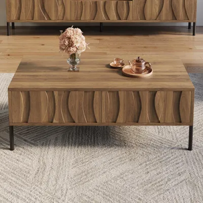 Immagine prodotto di Tavolino da salotto in stile retrò-moderno - struttura in metallo compatta - elegante, ideale per piccoli salotti