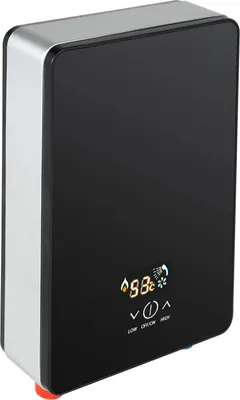 Obrázok produktu pre Ohrievač vody – elektrický 6500 W – nastaviteľný 30–55 °C – IPX4 – 220 V 50 Hz – 29,5×18,5×6,5 cm – nerezová oceľ – so sprchovou hlavicou – čierny