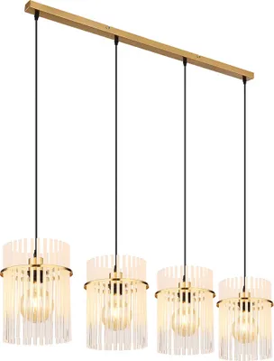 Produktbild von Hängeleuchte, 4 Flammig, Glasstäbe, gold, H 140 cm