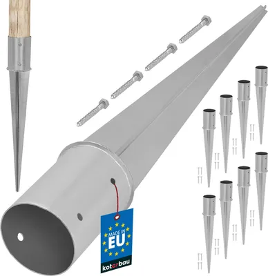 Zdjęcie produktu dla KOTARBAU® Podstawa Słupa Okrągła Kotwa Wbijana Do Ziemi Stalowa Do Ogrodzeń Pergoli Altany FI 100 MM Zestaw 8 SZT