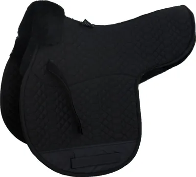 Produktbild von Engel Reitsport Satteldecke SADEK1 Lammfell & Baumwollsteppstoff, Fell in Sattellage, Fellkranz vorne, Schwarz-Schwarz-VSS (Vielseitigkeit/Springen)