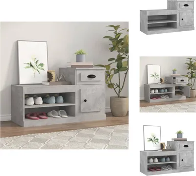 Immagine prodotto di vidaXL Scarpiera in cemento grigio 100x42x60 cm in legno - Portascarpe e armadietti