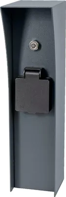 Produktbild von Grafner Edelstahl Design Gartensteckdose Dämmerungssensor, IP44, eckig, anthrazit, KEIN ROST – Pulver-Beschichtung, Energiesäule Mehrfach Metall Außen Steckdose schwarz Helligkeitssensor