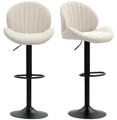 Productafbeelding van Barstoelen, set van 2, in hoogte verstelbaar, draaibaar, met een chenille-look, beige