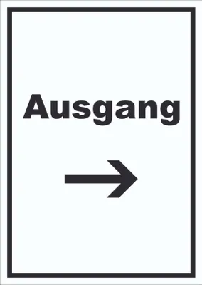 Produktbild von Ausgang Schild mit Text und Richtungspfeil rechts Exit Schluss hochkant A6 (105x148mm)