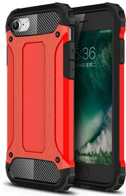 Produktbild von Mobigear Outdoor Schutzhülle für iPhone SE (2022), Hartschalen-Rückseite, stoßfest - Rot