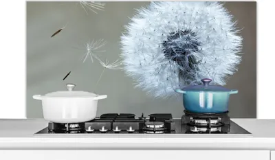 Produktbild von KitchenYeah®  Spritzschutz Küche - Küchenrückwand - Wandschutz für Herd und Spüle - Löwenzahn - Blume - Pflanze 120x60 - Alu-Dibond (Alternative zum Spritzschutz aus Glas) - Hitzebeständig - Herdsprit