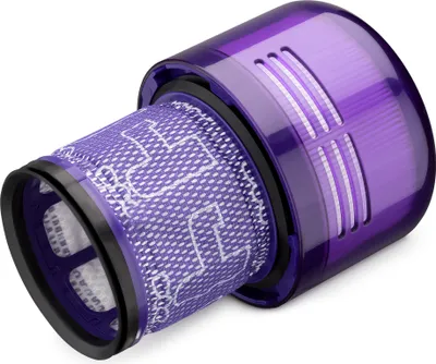 A close-up product shot of a vacuum cleaner filter.