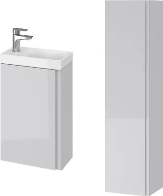 Produktbild von BADLAND Badmöbel Set MODUO 40 Waschbecken-Unterschrank, Hochschrank 160x40x34, Türen mit Spiegel, Grau