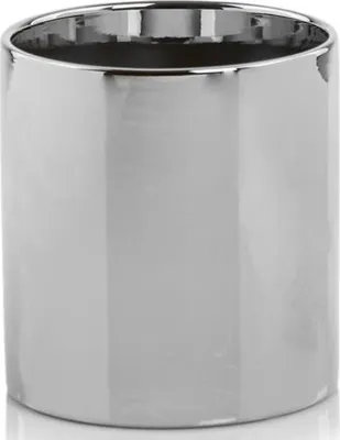 A silver cylindrical object, likely a pot or container, is shown against a white background.