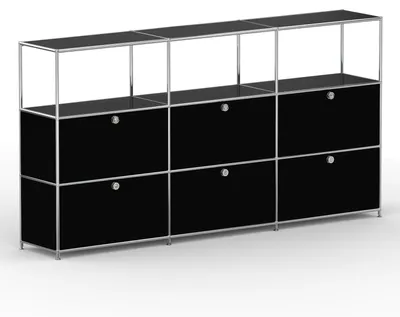 Produktbild von Hochschrank, 3 offene Fächer, 6 Klappen, Breite 227 cm, Schwarz