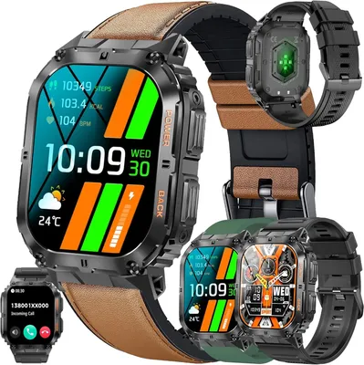 Produktbild von SGDDFIT Herren Smartwatch mit Telefonfunktion 1.96 Zoll AMOLED Display 100 Sportmodi IP68 Fitness Uhr Blutdruck Herzfrequenz SpO2 Bluetooth Anrufe