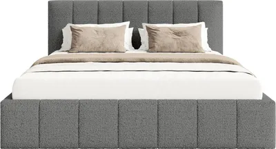 Produktbild von FEDVE Polsterbett TORAO aus Bouclé-Stoff 160x200 cm, Dunkelgrau