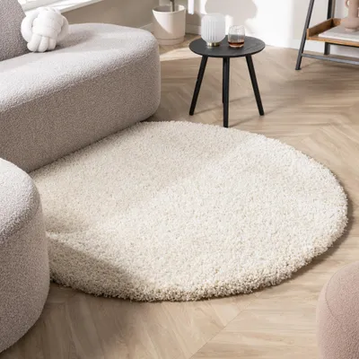 Image de Volero - Tapis rond à poils longs - Yves Crème - Ø 160 cm