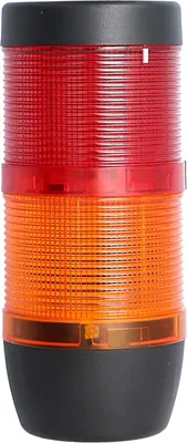 Imagen del producto de STEX24, columna de señalización, color amarillo-rojo, 70 mm, 24V AC/DC, luz LED continua, modelo SS70-OB2/24. Dimensiones: Longitud 161,0 mm, diámetro 70,0 mm