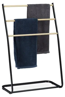 Produktbild von Handtuchhalter Handtuchständer Kleiderständer - Standmodell - Metall - 86 x 58 x 30 cm - 3 Stangen - Schwarz