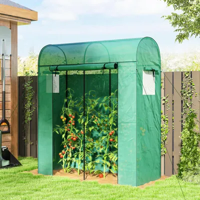 Produktbild von Sweiko Tomatengewächshaus Foliengewächshaus mit Rolltor Netzfenster Bogendach 170 x 68 x 200 cm Grün