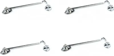Produktbild von 4 x Sturmhaken 150 mm mit Ösenplatte, für Tor, Tür, Fenster, Luken aus verchromten Messing