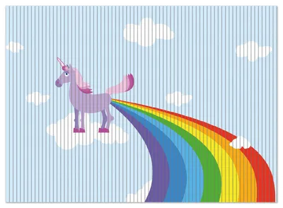 Produktbild von Wallario Duschmatte Antirutschmatte Badmatte Fußmatte Einhorn mit Regenbogen aus dem Hintern, Größe ca. 90 x 65 cm