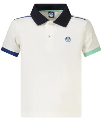 Image de Polo blanc pour enfant : manches courtes, détails contrastés, respectueux de l'environnement