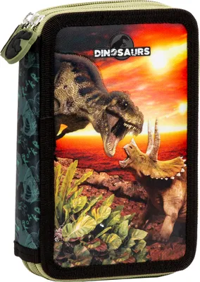 Produktbild von 2-Kammer-Federmäppchen mit Zubehör Dinosaurier 18 Derform