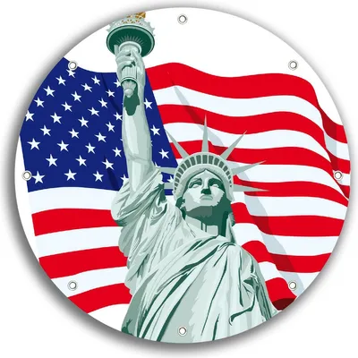 Produktbild von Wallario rundes Outdoor-Poster für Garten oder Balkon, Motiv Freiheitsstatue USA, 30 cm Durchmesser