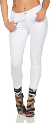 Immagine prodotto di Treggings Jeggings Hipsters Stretch Slimfit con tasche Pantaloni; Bianco XL