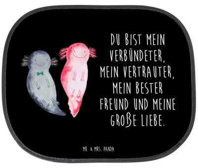 Produktbild von Mr. & Mrs. Panda Sonnenschutz Auto Axolotl Freundin - Schwarz - Geschenk, für, Liebe, Verliebt, saugnapf, Fürs, Valentinstag, Sonnenblende