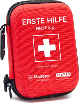 Produktbild von FLEXEO Erste-Hilfe-Set DIN 13167 rot Reiseset Notfalltasche, 1 Stück