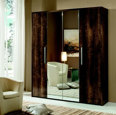 Produktbild von Kleiderschrank Schrank Design Möbel Holz Luxus Spiegel Schlafzimmer Schränke Neu
