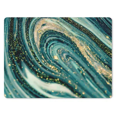 Produktbild von MuchoWow® Mauspad Mousepad Marmoroptik - Luxus - Gold - Türkis - Glitzer 23x19 cm - Mousepads - Maus Mat - Pad - Mausunterlage - Schreibtischunterlage - Mauspad