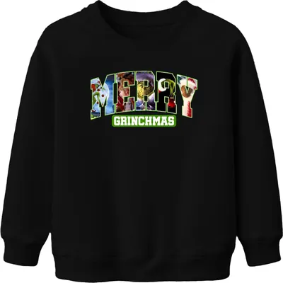 Produktbild von Merry Grinchmas Grinch Weihnachten lustig Geschenk Retro Uni Kinder Sweatshirt Pullover, Schwarz, 104