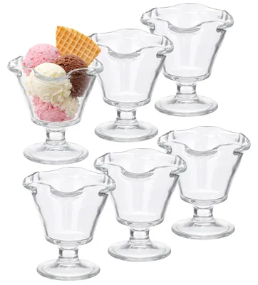 Produktbild von 6 x Eisbecher mit Fuß  240 ml Eisschalen Desserbecher Dessertschalen Glasschalen für Eis