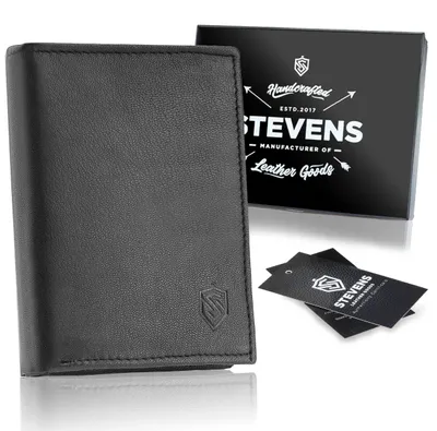 Zdjęcie produktu dla STEVENS portfel męski skóra naturalna czarny RFID Secure 12,5x10 cm