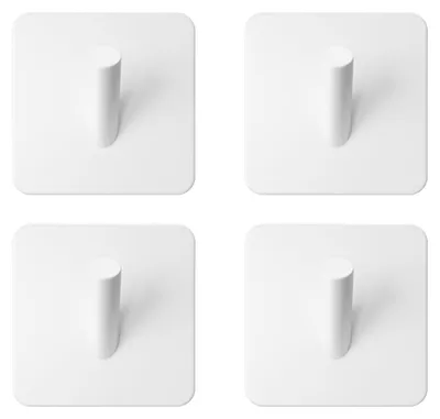 Productafbeelding van Handdoekhaakjes RVS wit - Vierkant - 4 stuks - Zelfklevend - Zonder boren - Voor badkamer en keuken