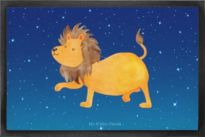 Produktbild von Mr. & Mrs. Panda fußmatte Sternzeichen Löwe 60 x 90 cm - Sternenhimmel Blau - Geschenk, Gummimatte, Geburtstag Juli, Schmutzmatte, August, Eingangsteppich, Gummi-Fußmatte