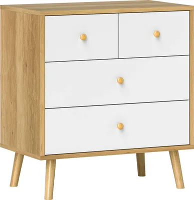 Produktbild von Kommode - 4 Schubladen - Minimalistisches Modernes Design - Holz - Höhe 65 cm - Montage Erforderlich - Natur