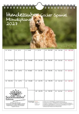 Produktbild von Hundezauber Cocker Spaniel Planer DIN A4 Kalender für 2027 Welpen und Hunde - Seelenzauber