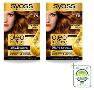 Produktbild von 2 x SYOSS Oleo Intense 6-78 Permanente Haarkleuring Koperblond - Großpackung - 2 Stücke