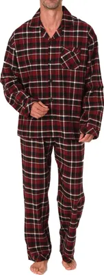 Produktbild von Normann Herren Flanell Schlafanzug Pyjama in eleganter Karo Optik - auch in Übergröße ; rot , 60